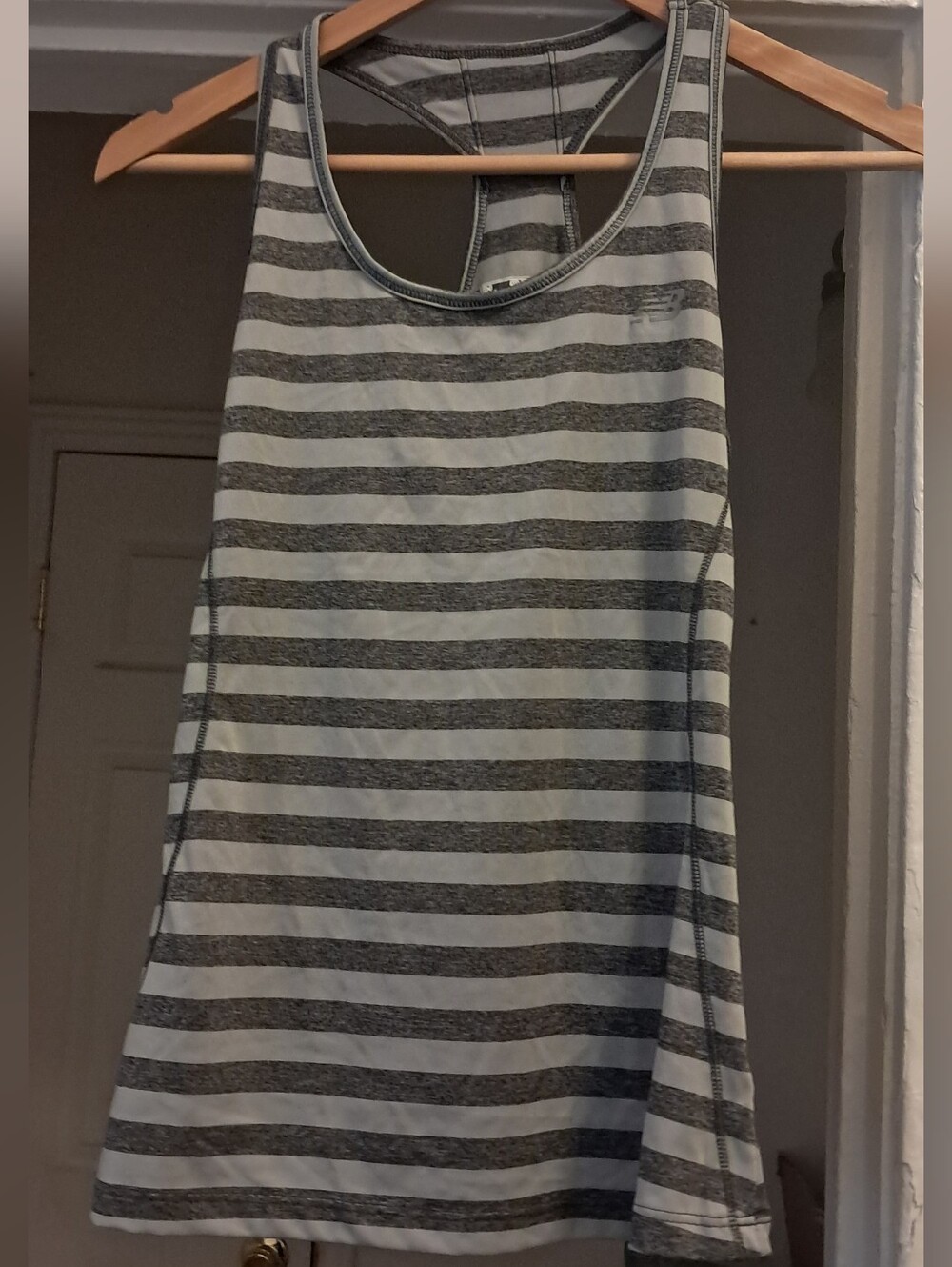 New Balance Gray Striped Razor Back Tank Top